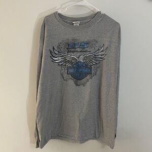 Harley-Davidson Gray and Blue Winged Long Sleeve Tee